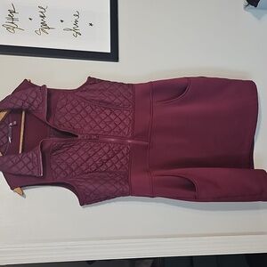 Athleta Quilted Fleece Lined Vest Scuba Dress Cranberry XL